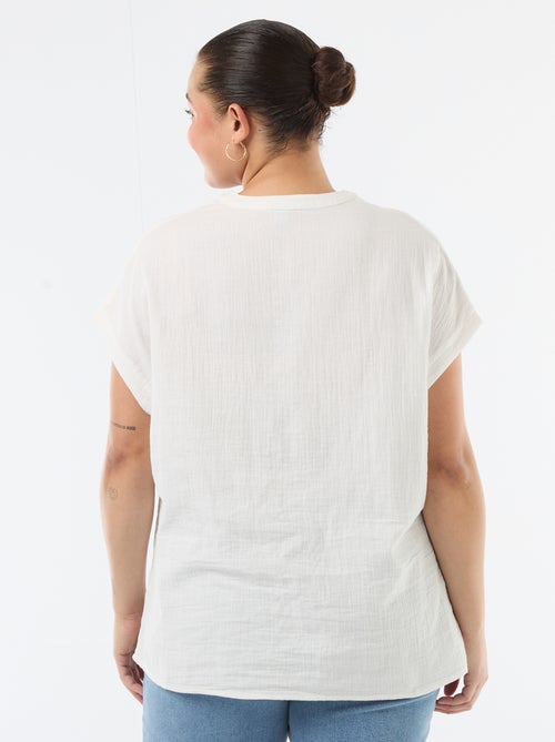 Blouse à manches courtes en double gaze de coton - Kiabi