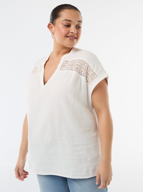 Blouse à manches courtes en double gaze de coton - Kiabi