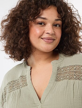 Blouse à manches courtes en double gaze de coton