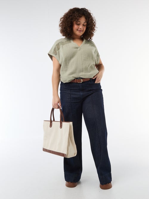 Blouse à manches courtes en double gaze de coton - Kiabi