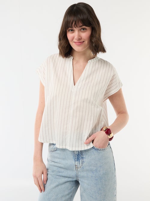 Blouse à manches courtes et col V - Kiabi