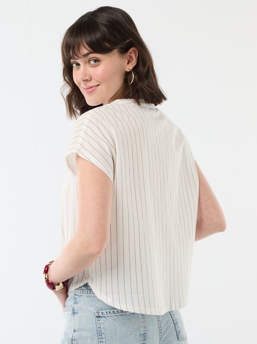 Blouse à manches courtes et col V - Kiabi