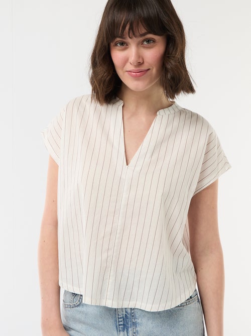 Blouse à manches courtes et col V - Kiabi