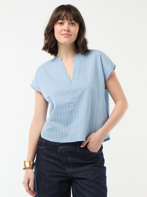 Blouse à manches courtes et col V - Kiabi