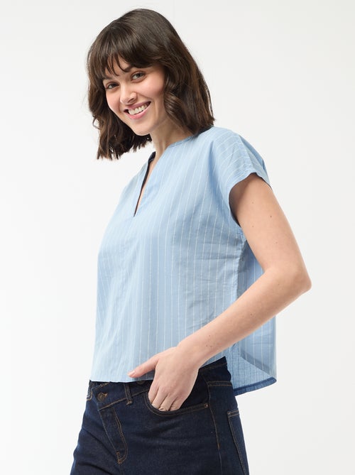 Blouse à manches courtes et col V - Kiabi