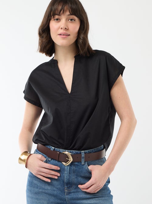 Blouse à manches courtes et col V - Kiabi