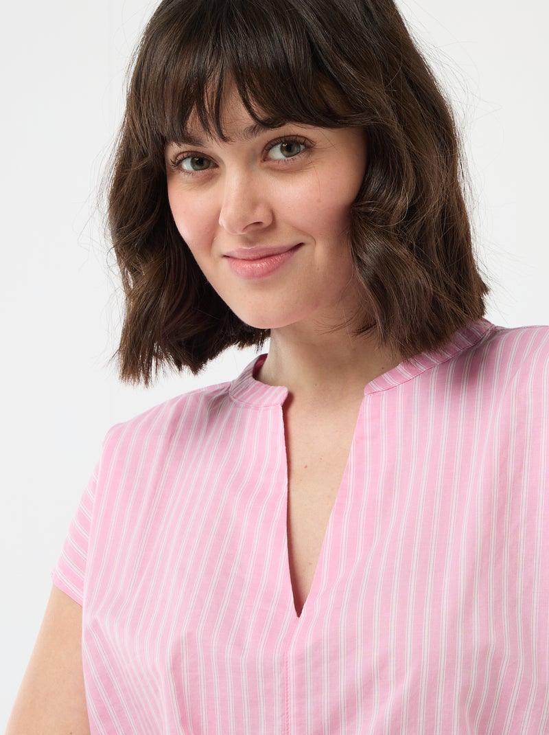 Blouse à manches courtes et col V Rose - Kiabi
