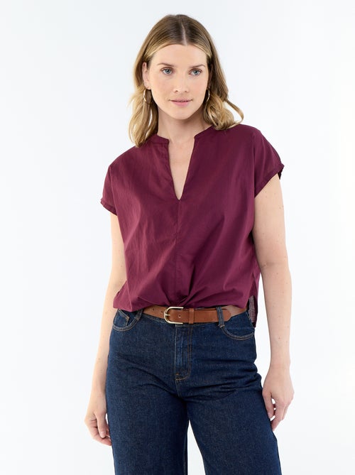 Blouse à manches courtes et col V - Kiabi