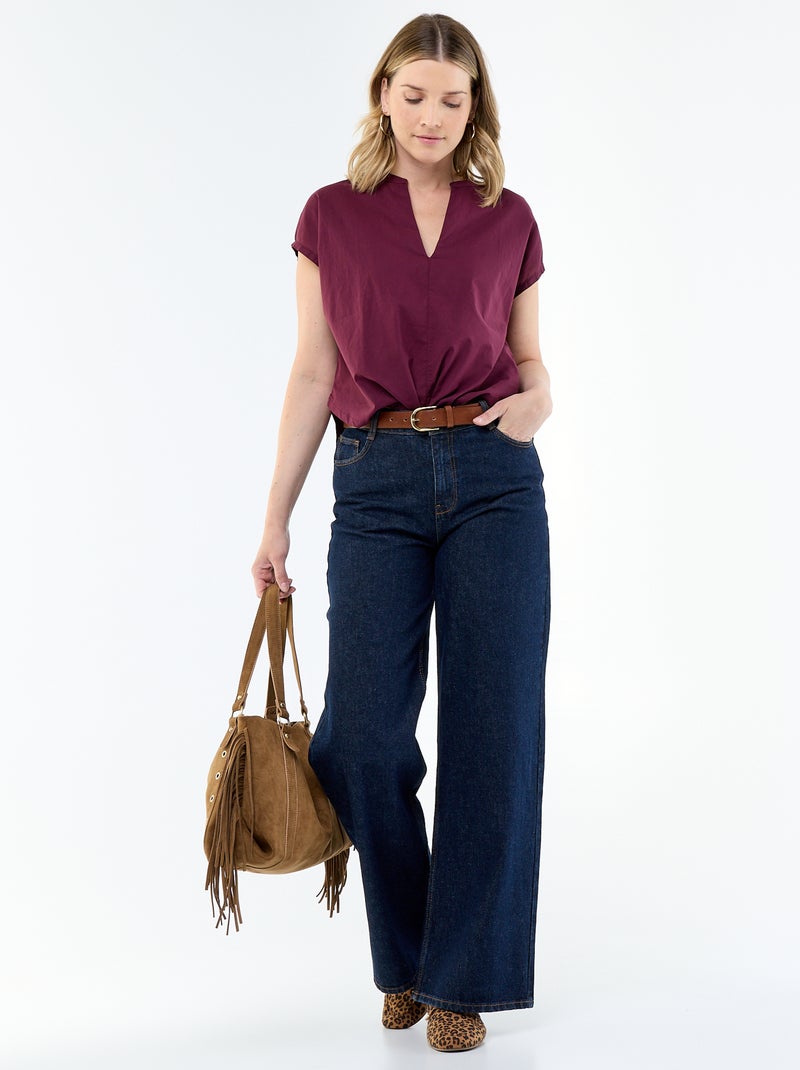 Blouse à manches courtes et col V Rose - Kiabi