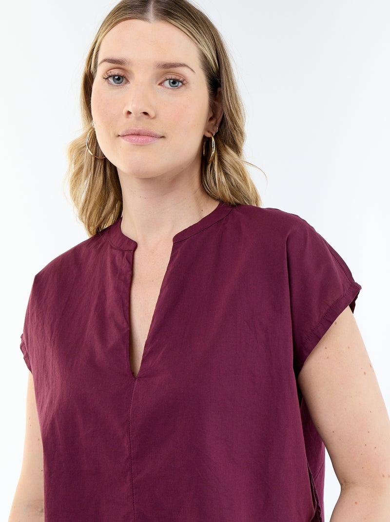 Blouse à manches courtes et col V Rose - Kiabi