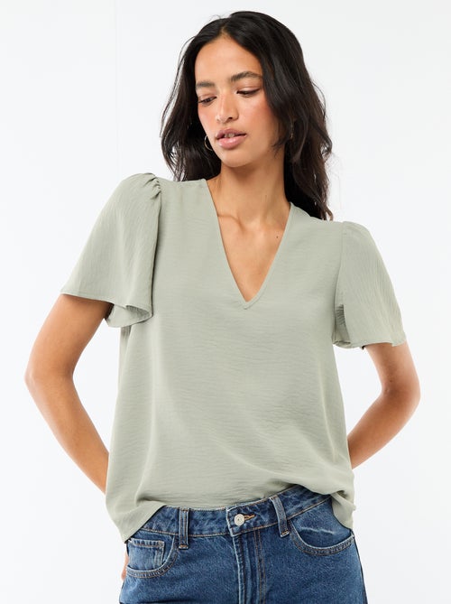 Blouse à manches courtes et col V - Kiabi