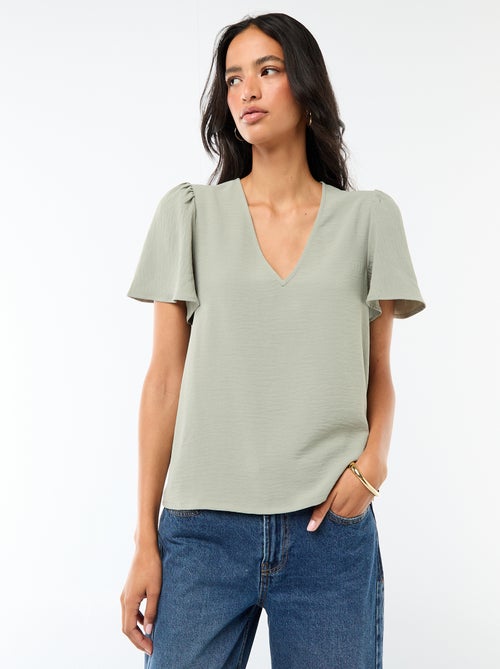 Blouse à manches courtes et col V - Kiabi