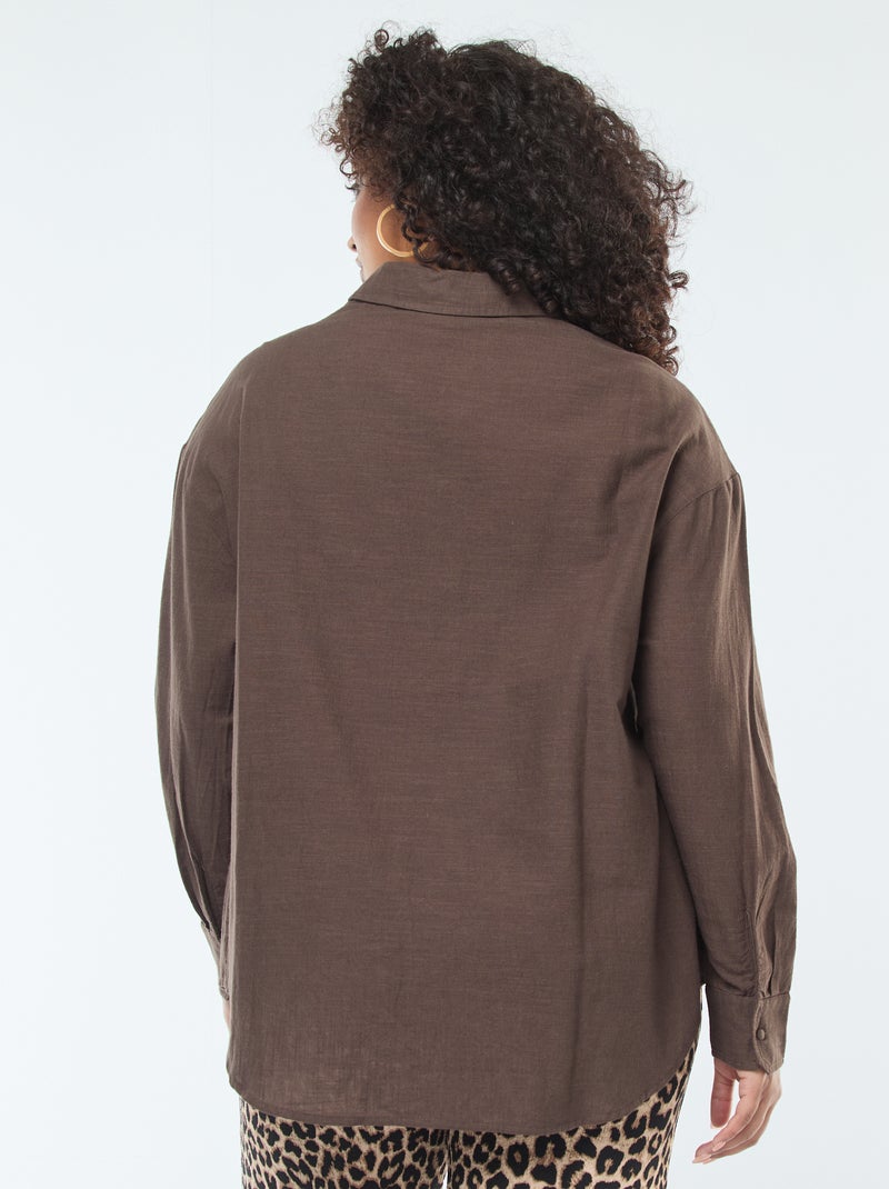 Blouse à manches longues avec broderies ajourées Marron - Kiabi