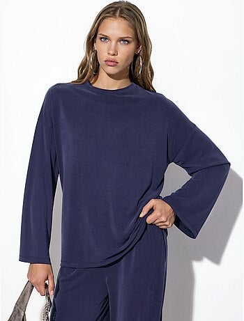 Blouse à manches longues avec col rond et coupe décontractée busem