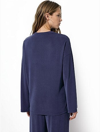 Blouse à manches longues avec col rond et coupe décontractée busem