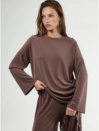 Blouse à manches longues avec col rond et coupe décontractée busem