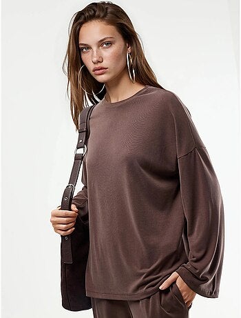 Blouse à manches longues avec col rond et coupe décontractée busem