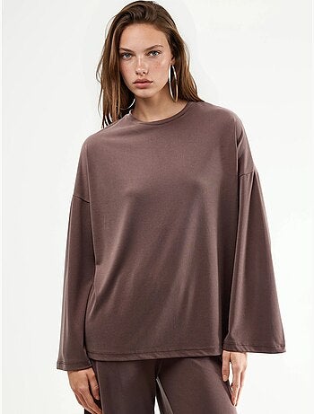 Blouse à manches longues avec col rond et coupe décontractée busem