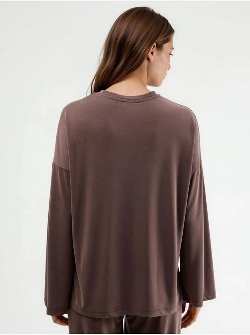 Blouse à manches longues avec col rond et coupe décontractée busem - Kiabi Blouse à manches longues avec col rond et coupe décontractée busem - Kiabi