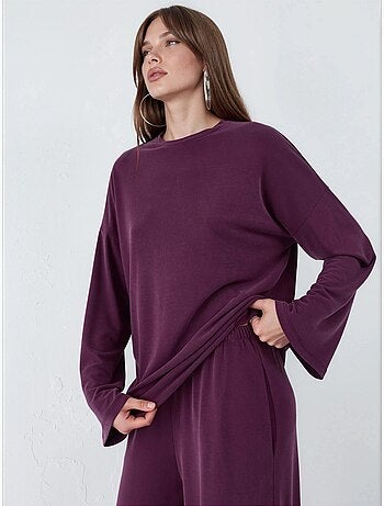 Blouse à manches longues avec col rond et coupe décontractée busem