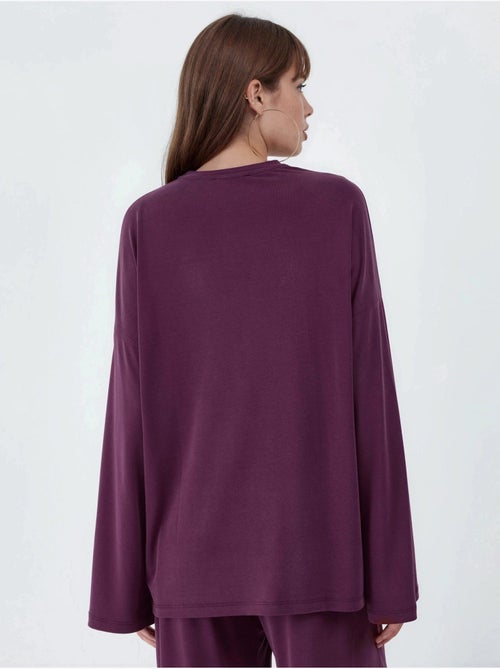 Blouse à manches longues avec col rond et coupe décontractée busem - Kiabi