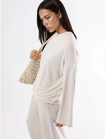 Blouse à manches longues avec col rond et coupe décontractée busem