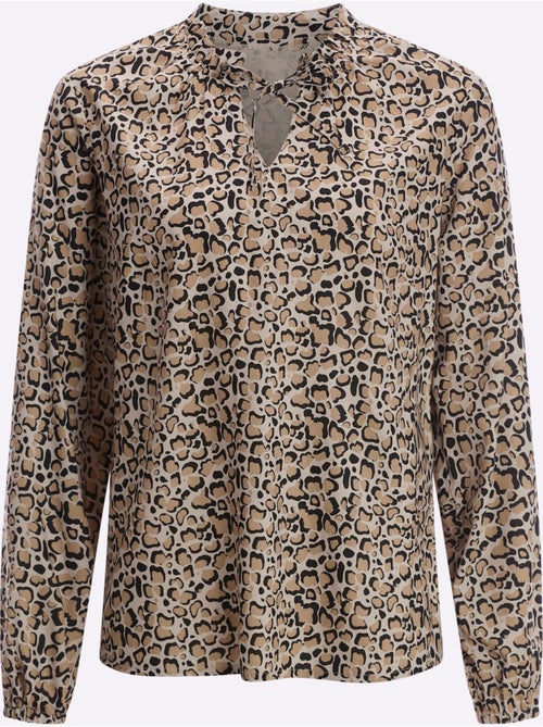 Blouse à manches longues avec col rond et motif animal - Taille standard - Moda Vilona - Kiabi Blouse à manches longues avec col rond et motif animal - Taille standard - Moda Vilona - Kiabi