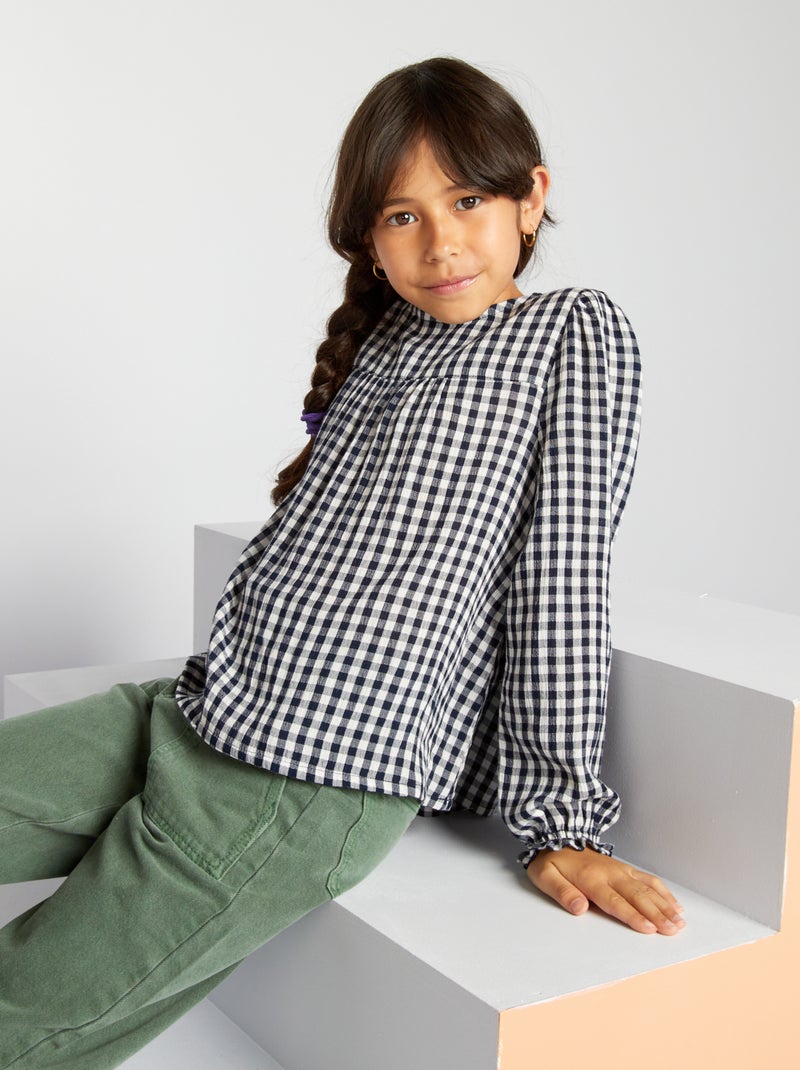 Blouse à manches longues avec imprimé Bleu foncé - Kiabi