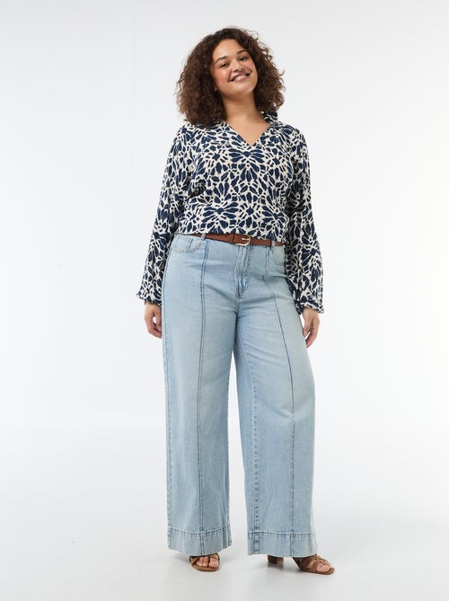 Blouse à manches longues col pointes libres - Kiabi