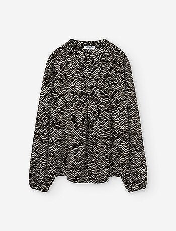 Blouse à manches longues en crêpe à motif