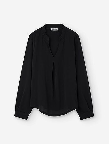 Blouse à manches longues en crêpe avec encolure en V