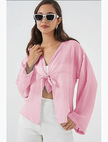 Blouse à col en v et nœud bdart
