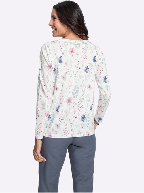Blouse à manches longues motif floral filigrane en coton - Taille standard - Witt - Kiabi