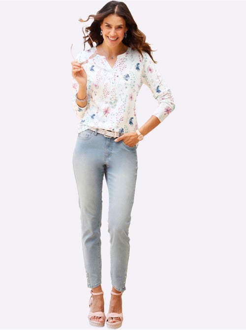 Blouse à manches longues motif floral filigrane en coton - Taille standard - Witt - Kiabi
