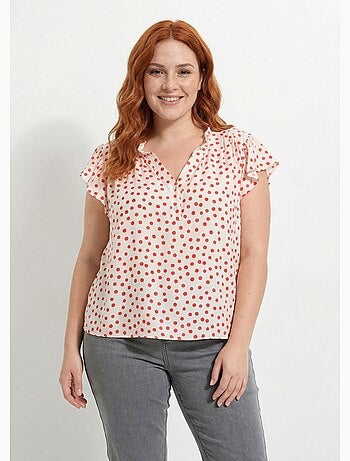 Blouse à pois, volants col et manches - afibel