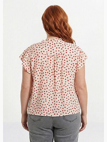 Blouse à pois, volants col et manches - afibel