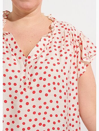 Blouse à pois, volants col et manches - afibel