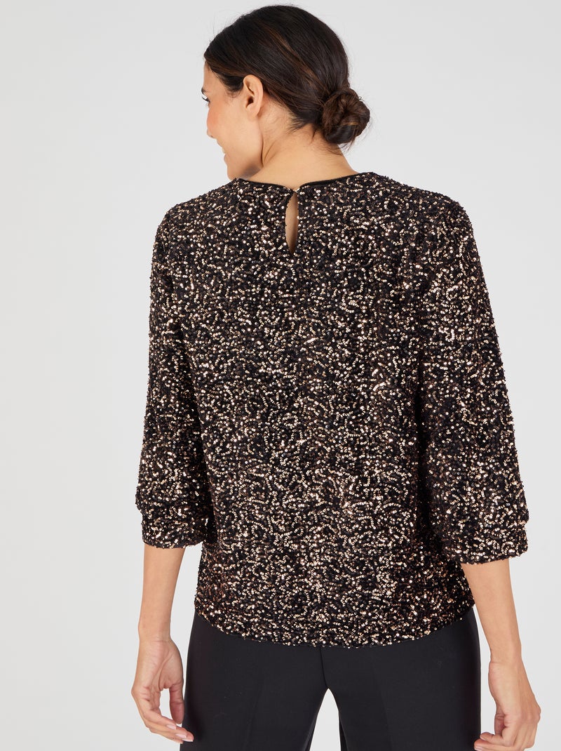 Blouse à sequins - Damart Marron - Kiabi