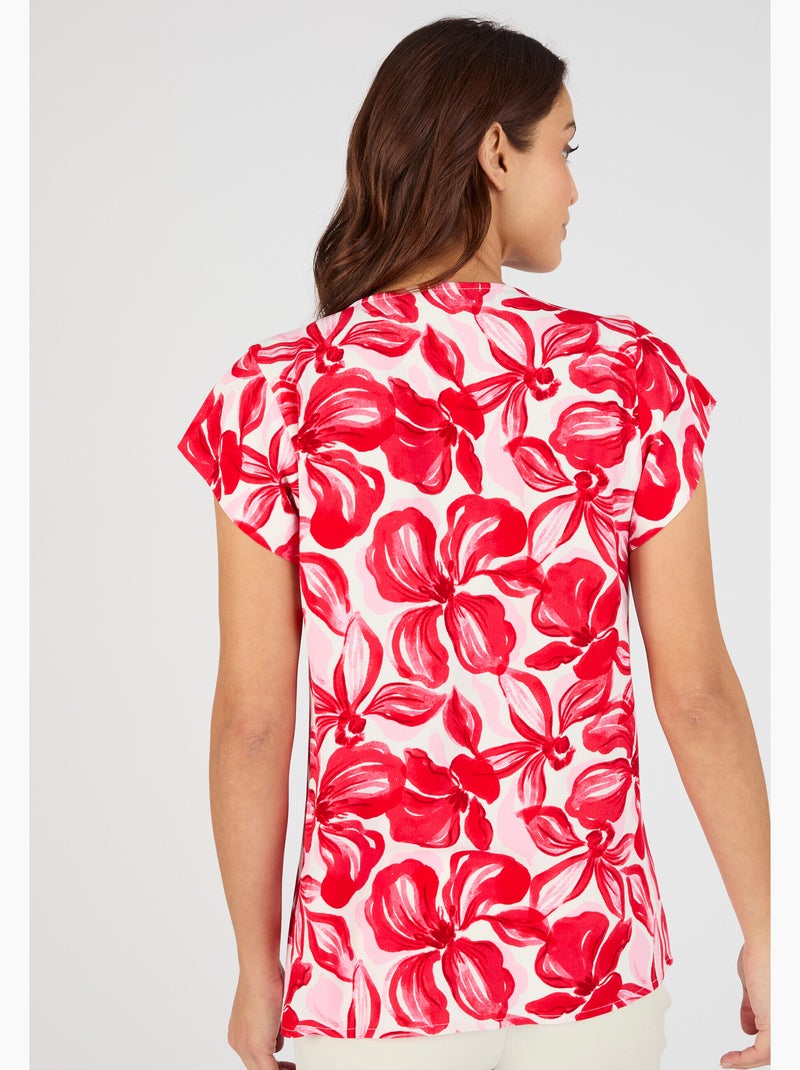 Blouse à smocks en pure viscose - Damart Rouge - Kiabi