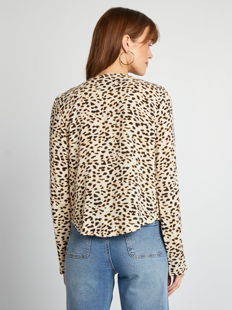 Blouse à volants à nouer MARRON - Kiabi