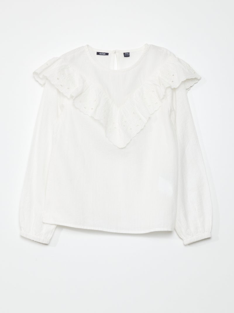 Blouse à volants blanc - Kiabi