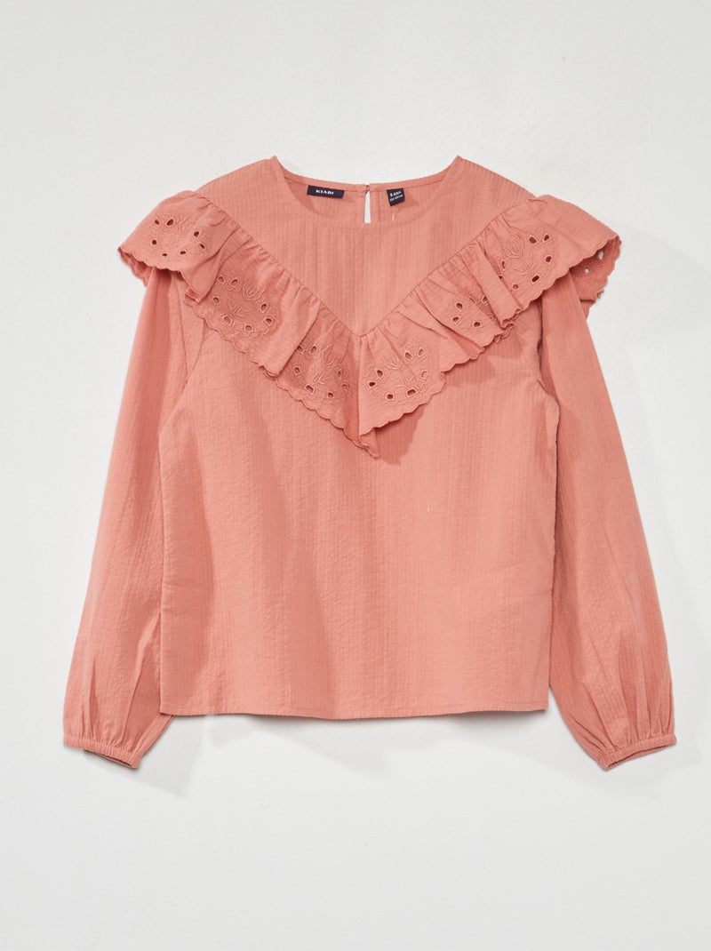 Blouse à volants Rose - Kiabi