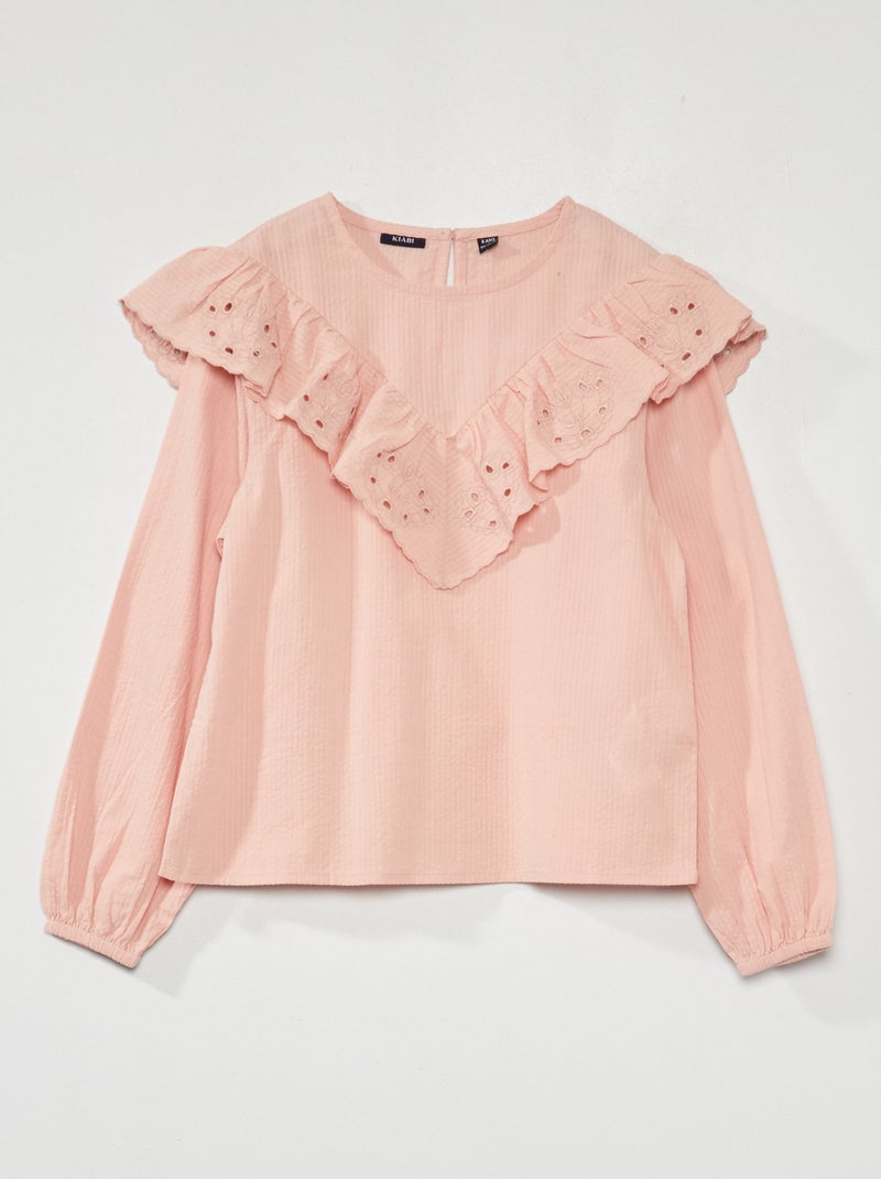 Blouse à volants Rose clair - Kiabi