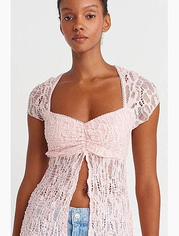 Blouse ajustée en dentelle à col carré dilvin