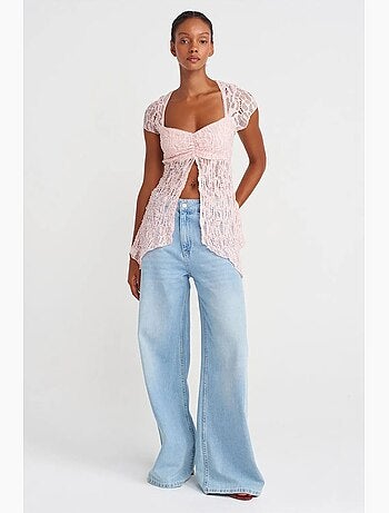 Blouse ajustée en dentelle à col carré dilvin