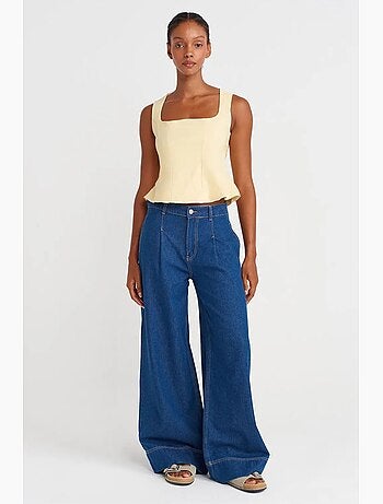 Blouse ajustée sans manches à encolure carrée dilvin