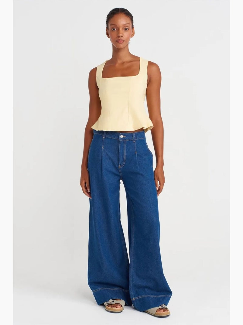 Blouse ajustée sans manches à encolure carrée dilvin Jaune citron - Kiabi