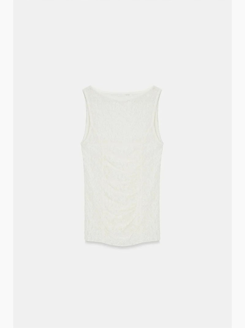 Blouse ajustée sans manches en dentelle dilvin Blanc - Kiabi