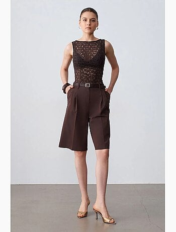 Blouse ajustée sans manches en dentelle dilvin