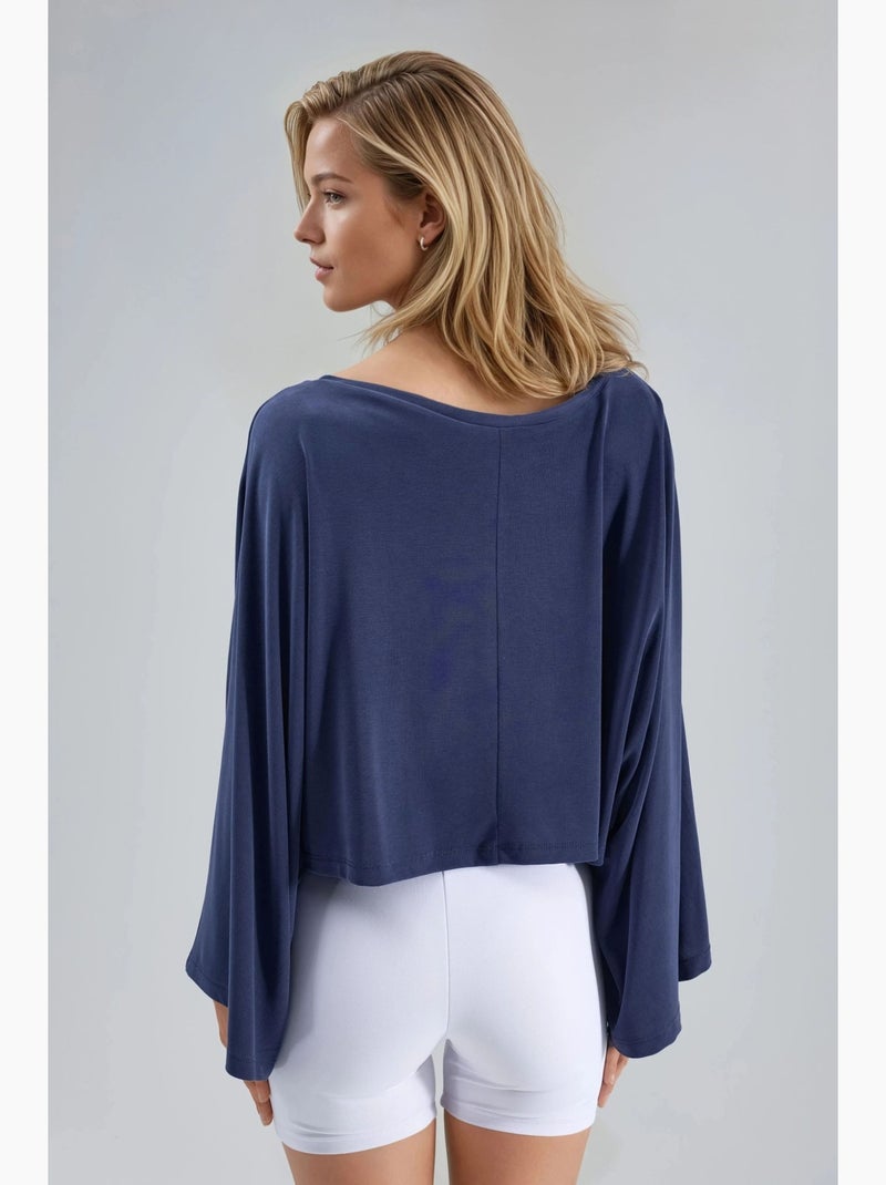 Blouse ample à col bateau busem Bleu marine - Kiabi